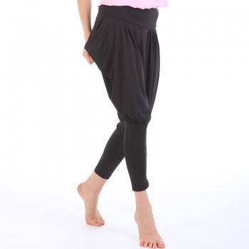 Korean fashion Yoga Casual Workout Summer Suits(Classic Lotus leaf Short sleeve T-Shirt+Harem Lantern Pants)